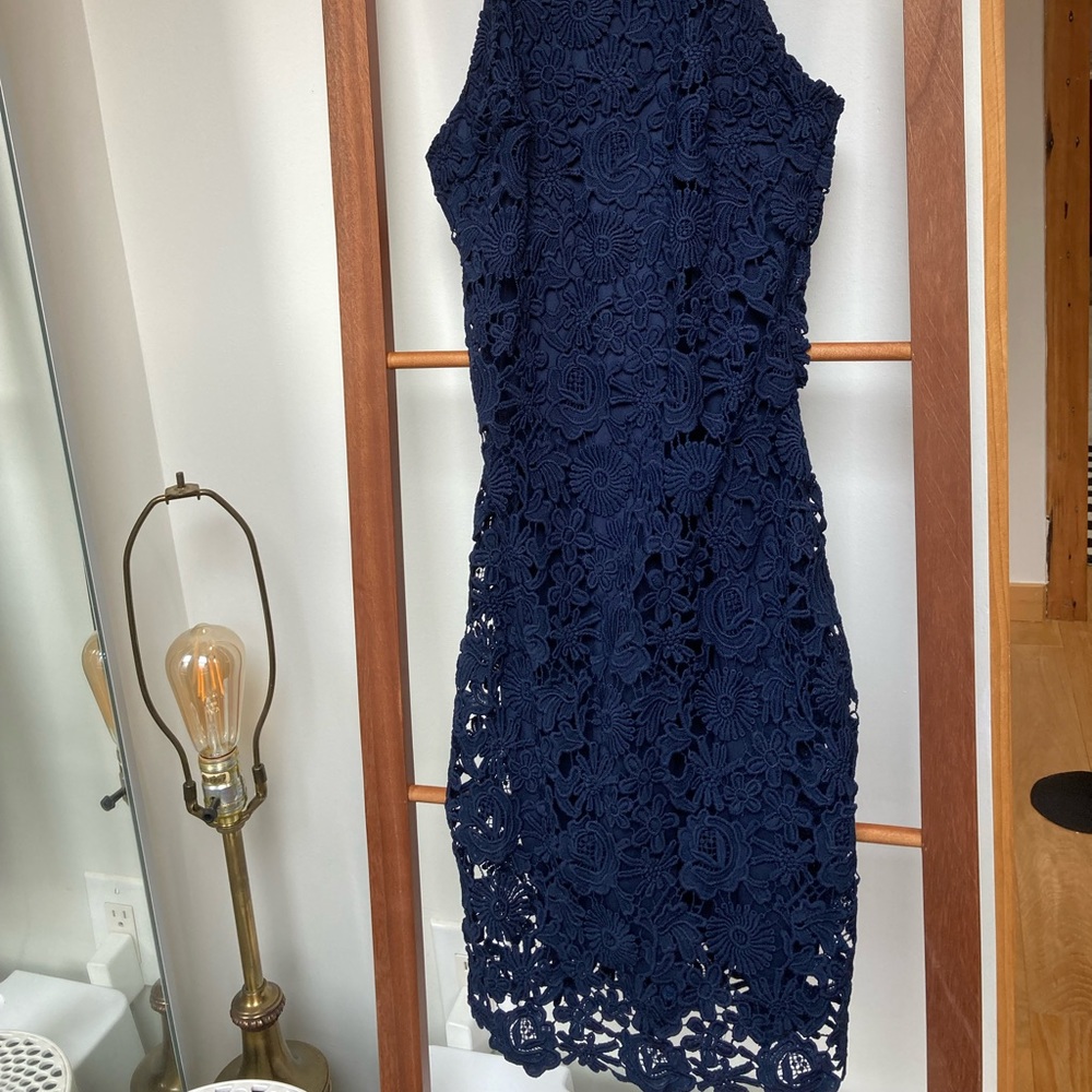 Lulu’s Love Poem Navy Blue Lace Mini Dress in Navy Valentine’s Day Dress - Picture 5 of 10